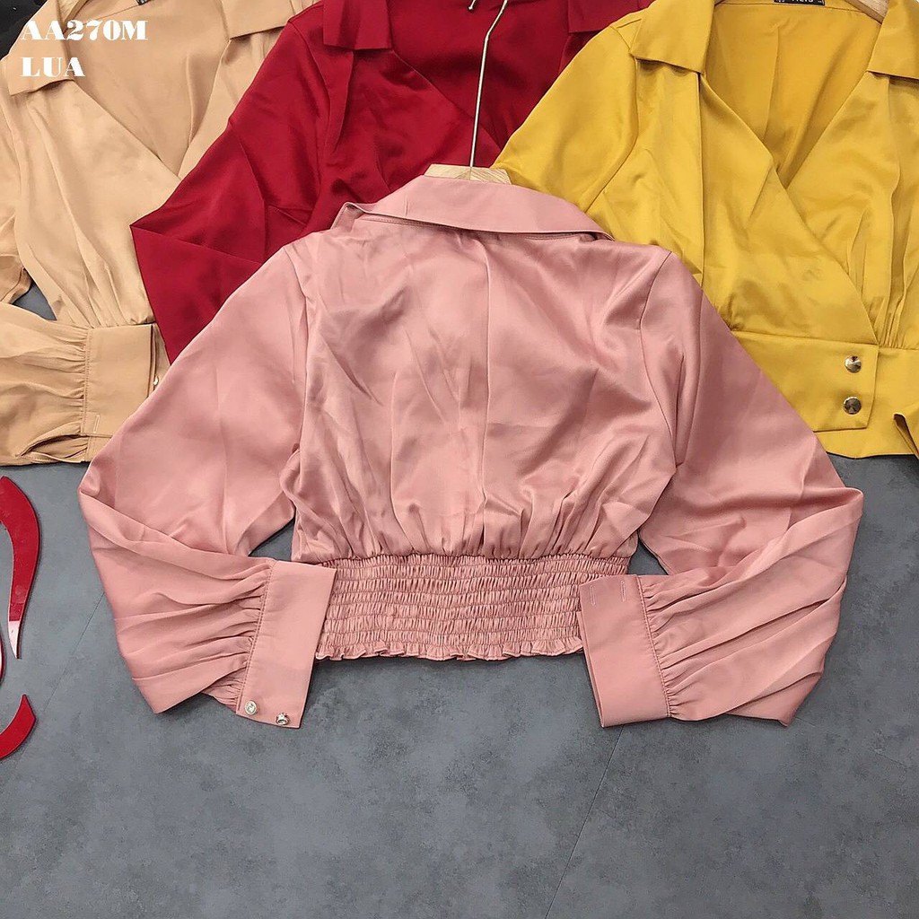 áo SƠ MI KIỂU CROPT CỔ ĐẮP CHÉO TAY DÀI 1 | BigBuy360 - bigbuy360.vn