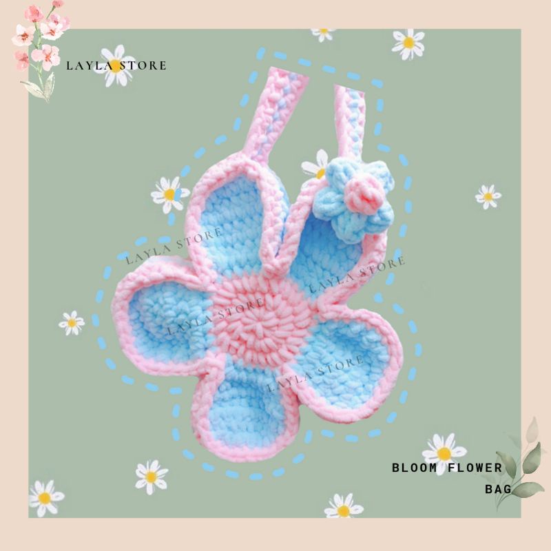 Túi len bông hoa Bloom Flower Bag nhiều màu - túi len handmade hot trend Layla Store