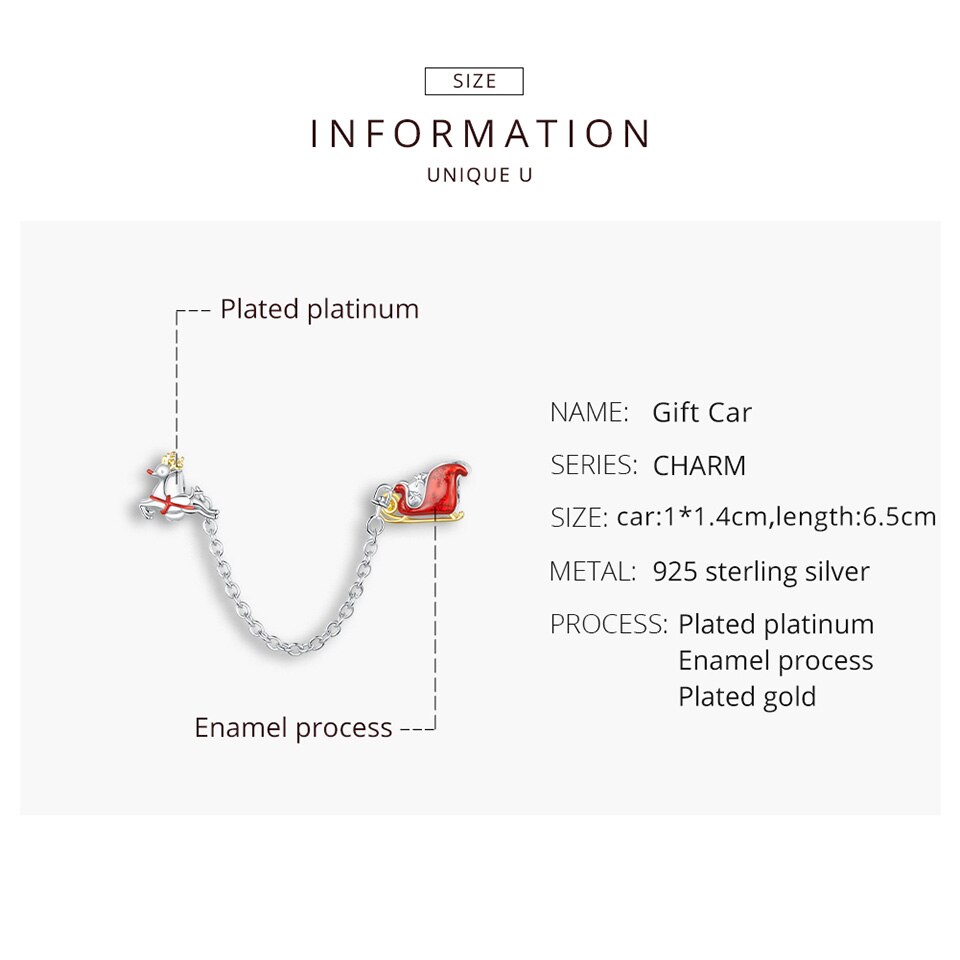 Mặt trang sức bamoer SCC1667 thiết kế chủ đề Giáng sinh phối dây xích kèm nút chặn silicon độc đáo