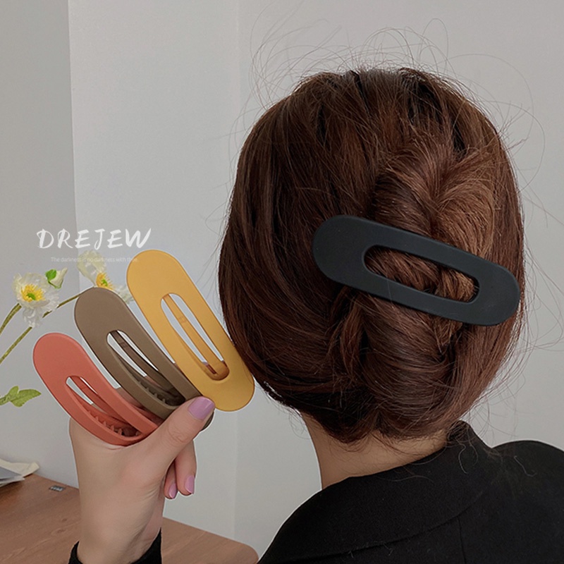 DREJEW Kẹp tóc bằng acrylic màu trơn họa tiết hình học phong cách Nhật Hàn