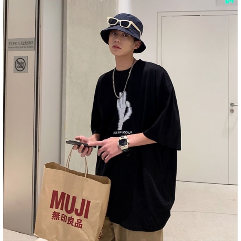 Áo thun tay lỡ nam nữ, áo phông unisex form rộng chất cotton mát mịn thấm hút mồ hôi hình chữ lửa