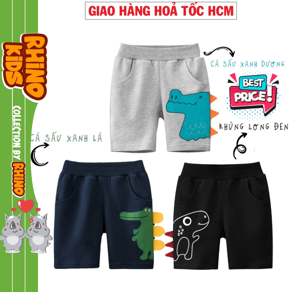 [VIDEO ] Quần thun cho bé trai quần short bé trai in hình khủng long cotton hàng chất lượng