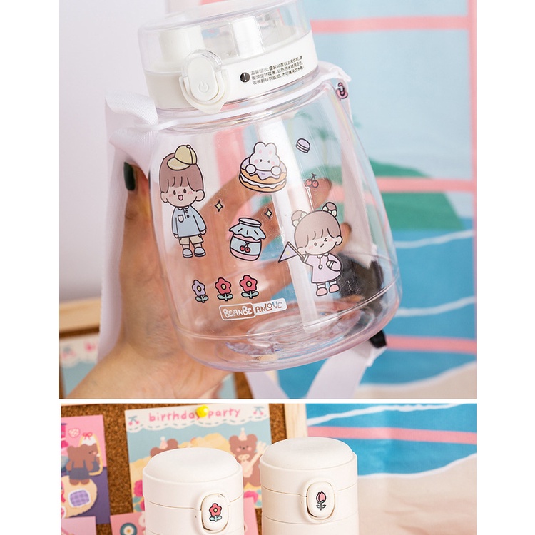 Set 4 tấm sticker/hình dán phong cách Hàn Quốc không thấm nước dán bình nước, mũ bảo hiểm, điện thoại di động