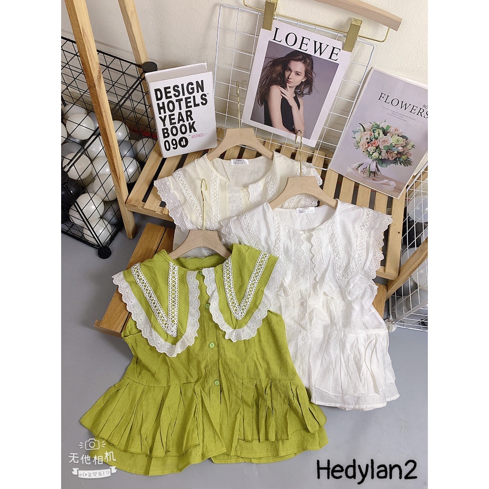 Áo nữ Chất thô đũi mềm mát, áo babydoll cổ phối ren đẹp tiểu thư sang chảnh AN6644