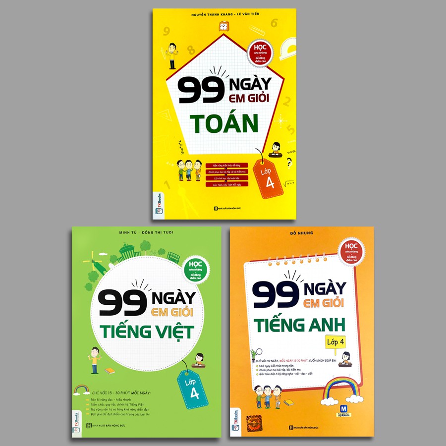 Sách - 99 Ngày Em Giỏi Toán, Tiếng Việt, Tiếng Anh - Lớp 4( bộ 3 quyển, lẻ tùy chọn)