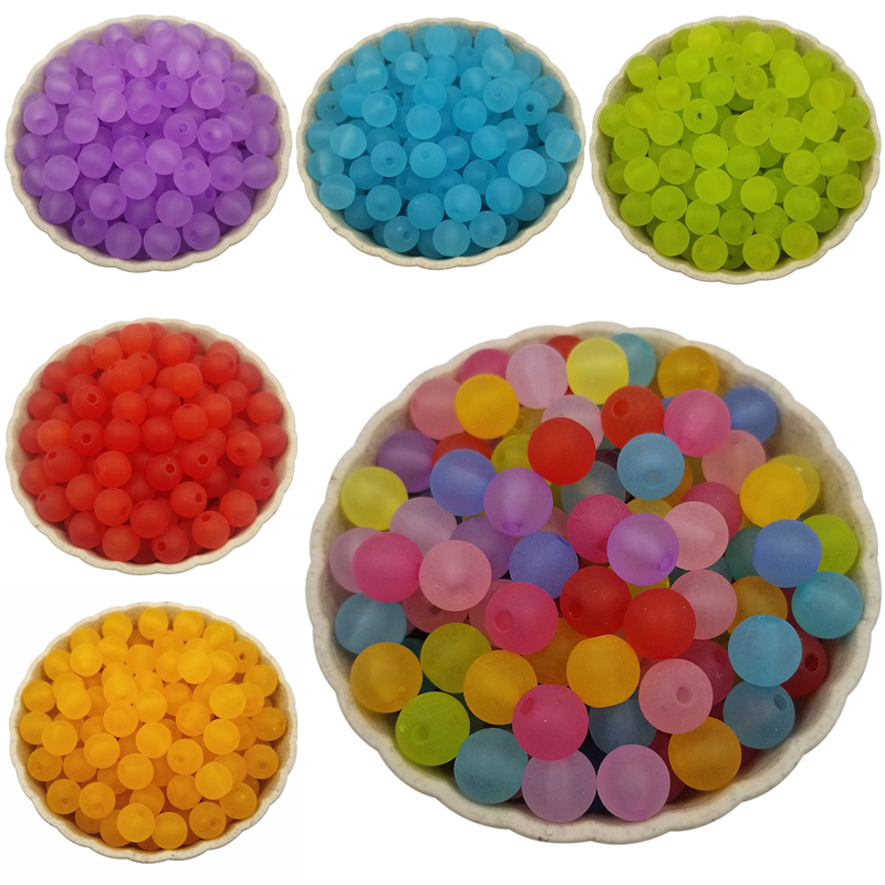 Set 100 hạt tròn xỏ lỗ 8mm bằng acrylic trong suốt nhiều màu làm trang sức thủ công