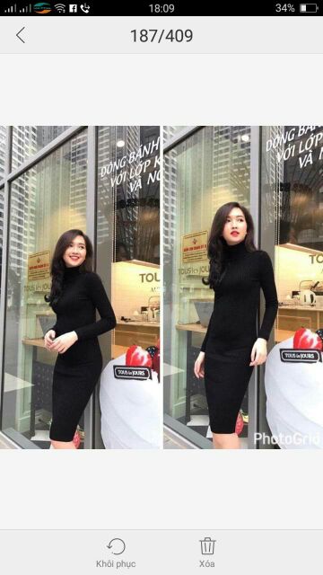 Váy body tay dài cổ lọ | BigBuy360 - bigbuy360.vn