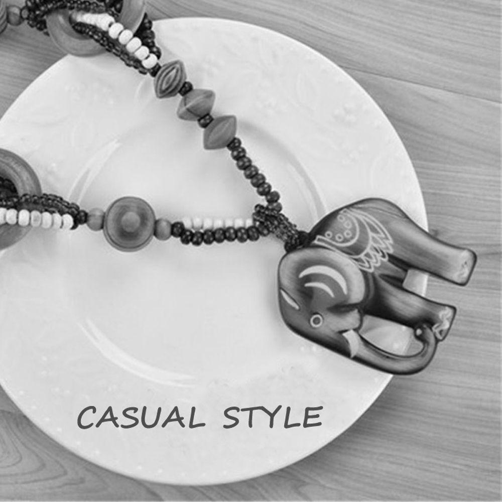Vòng cổ Mặt Gỗ Hình Voi Phong Cách Boho Thời Trang Cho Nữ