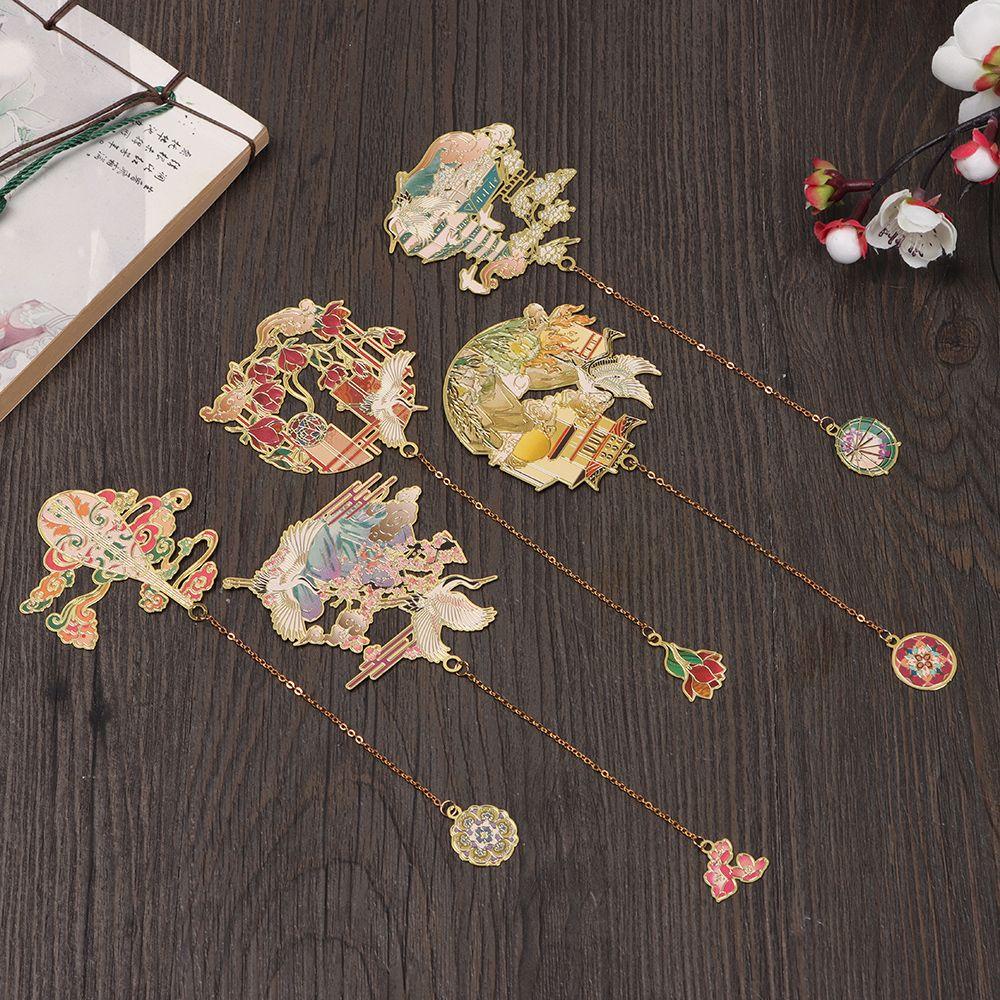 DORAW Thẻ Đánh Dấu Trang Sách Bằng Đồng Thau Phối Tua Rua Phong Cách Trung Hoa Cổ Điển