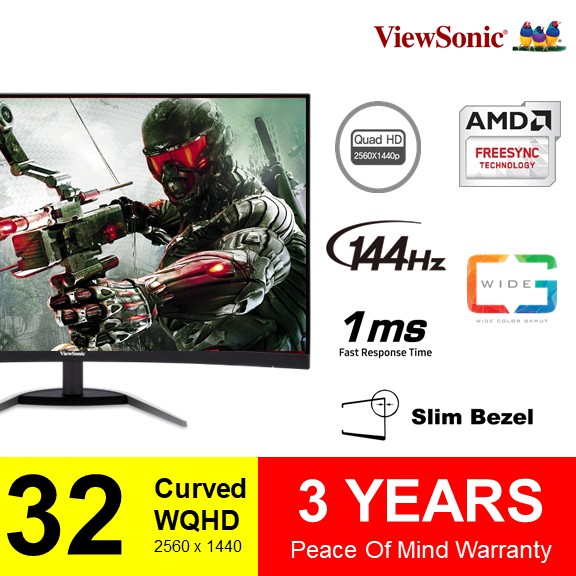 Màn hình cong gaming ViewSonic VX3268-2KPC-MHD 32" VA QHD 144Hz 1ms Freesync HDMI/DP (Đen)