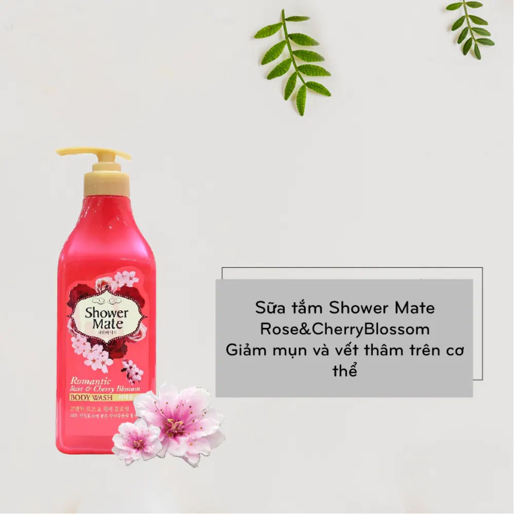 Sữa Tắm Showermate Rose &amp; Cherry Blossom Tinh Chất Hoa Hồng &amp; Hoa Đào Ngăn Ngừa Mụn và Thâm Nám 550g