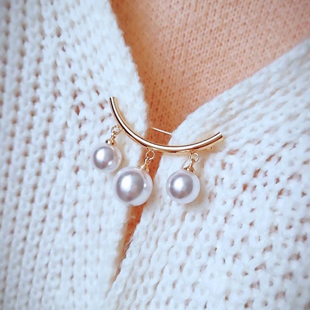 Ghim cài áo trang trí ngọc trai nhân tạo thanh lịch cho nữ