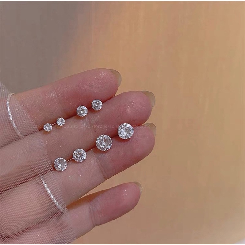 1 Khuyên tai y tế-Khuyên Thép không gỉ - Titanium KHÔNG GÂY NGỨA TAI hình hột đá