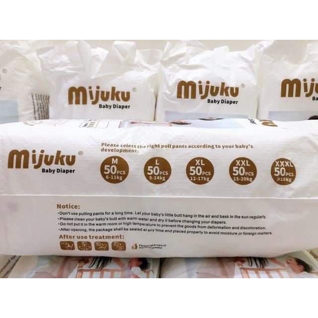 Bỉm quần, dán MIJUKU cao cấp siêu thấm 1 bịch S50-M50-L50-XL50-XXL50-XXXL50