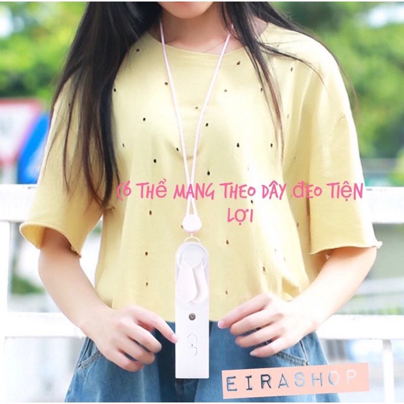 Quạt phun sương mini cầm tay 2 trong 1 nhỏ gọn tiện lợi