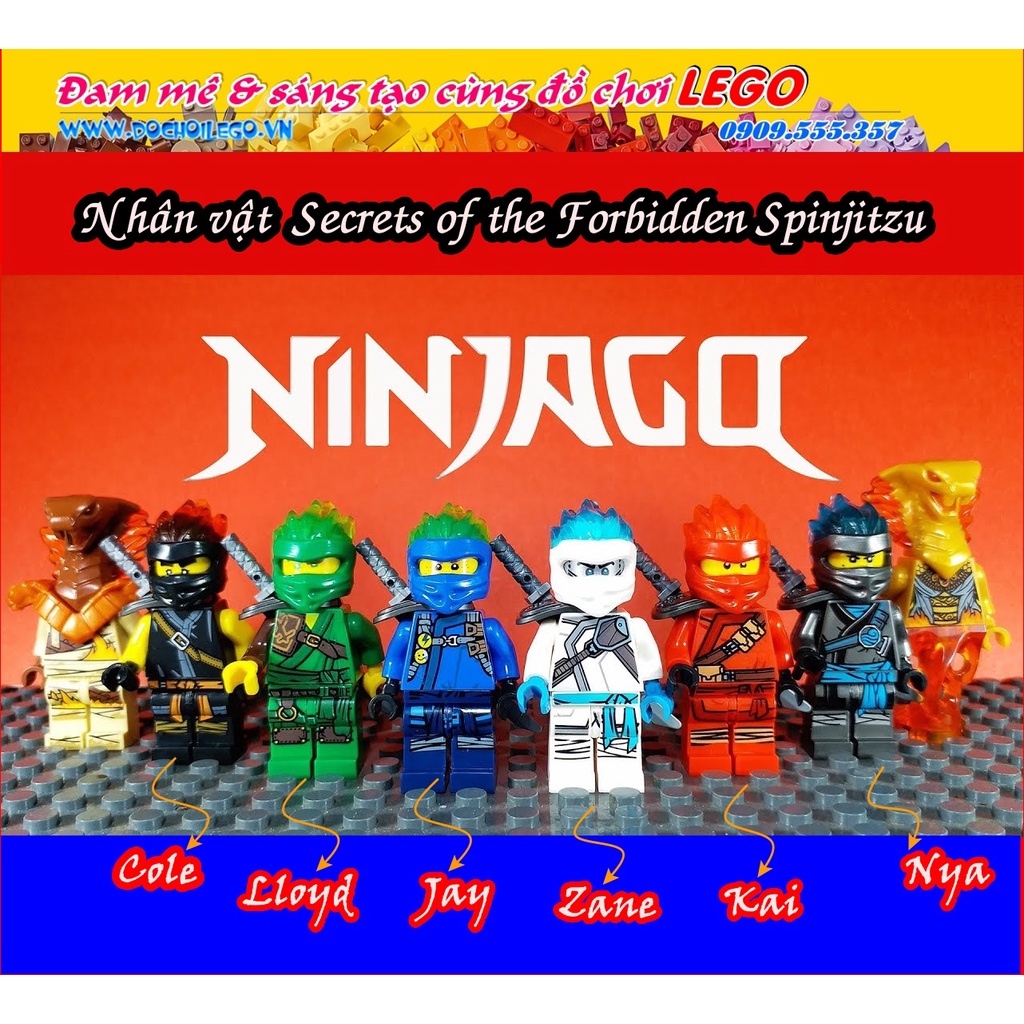 Nhân vật Đồ chơi lắp ráp Iego Ninjago Secrets of the Forbidden Spinjitzu - Season 11: Kai, Jay, Cole, Zane, Nya