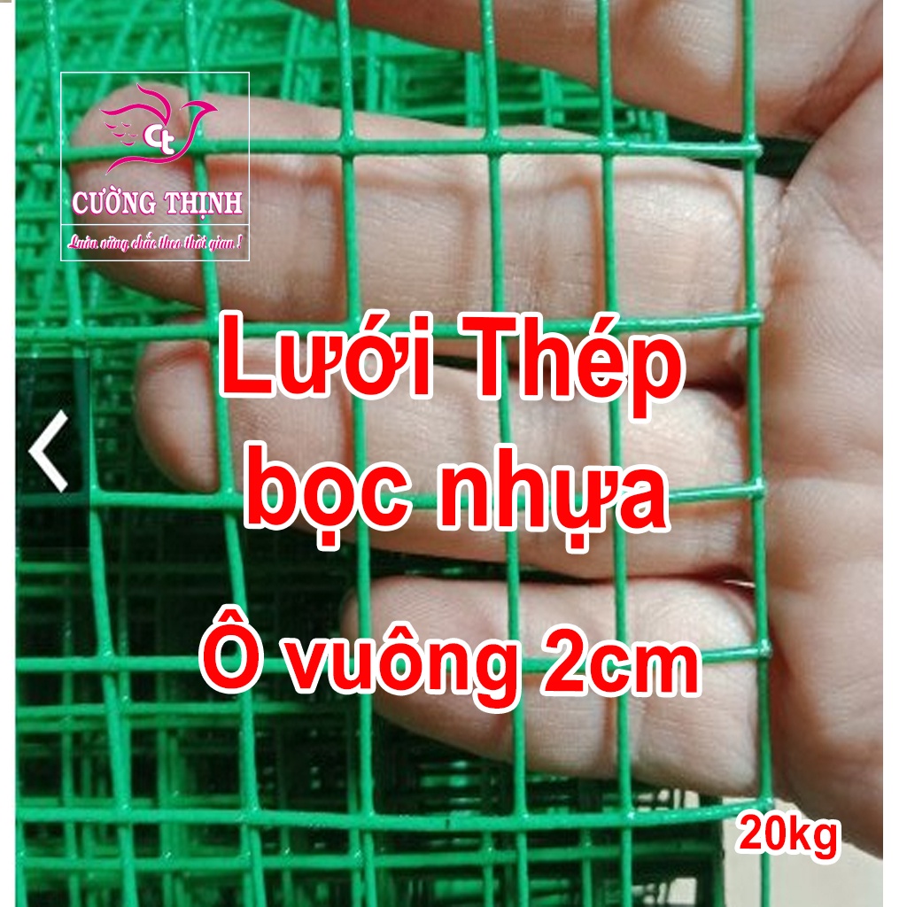 LƯỚI THÉP BỌC NHỰA, Ô vuông 2cm, Khổ 1m, Loại cuộn 20kg