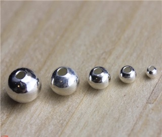 Combo 5 charm bi nhỏ bạc s925 hạt tròn trơn, hạt cườm