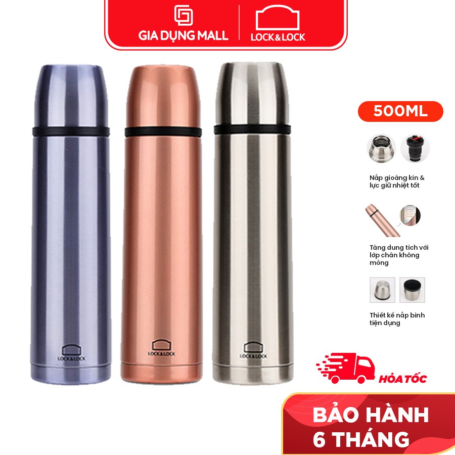 Bình Giữ Nhiệt Lock&Lock Vienna LHC1430 (500ml),Chất liệu thép không gỉ 304- Hàng Chính Hãng