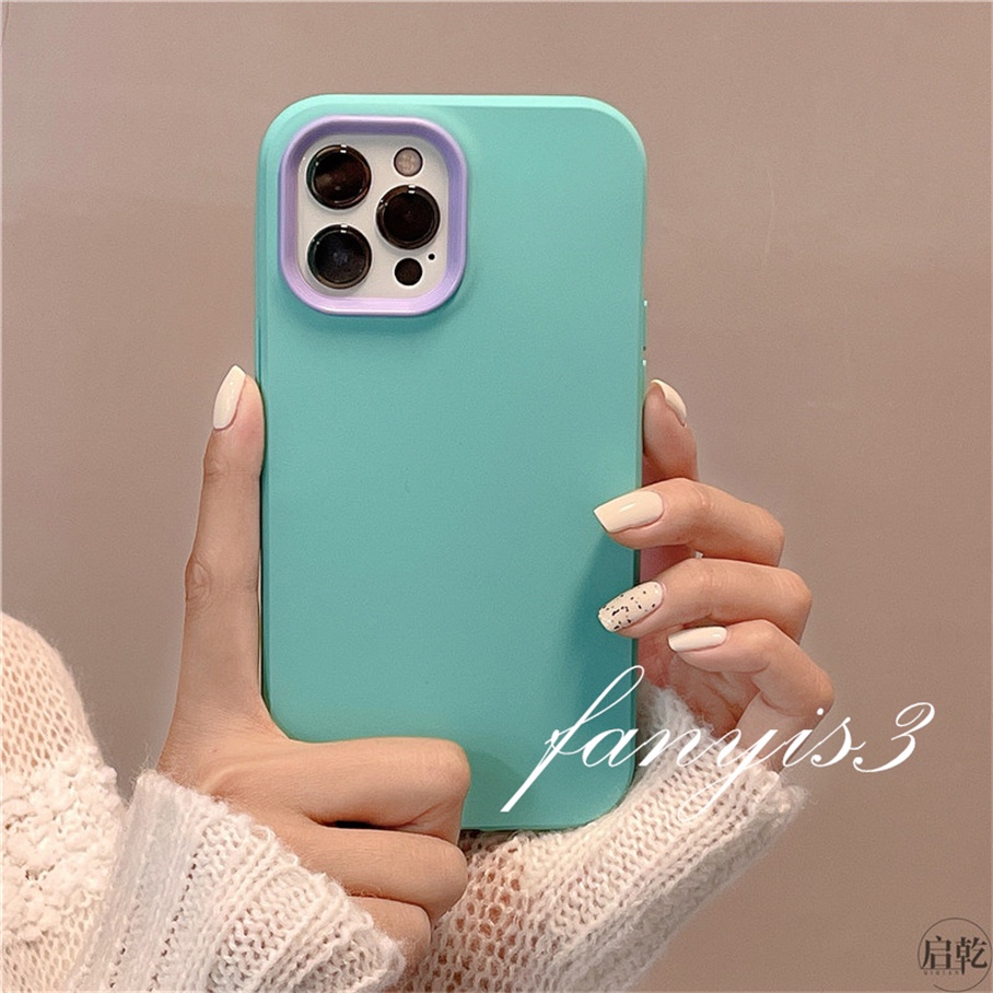 Ốp Điện Thoại Silicone Mềm Màu Trơn 3 Trong 1 Cho For iPhone 13 12 11 Pro Max X XR Xs Max 8 7 SE 2020