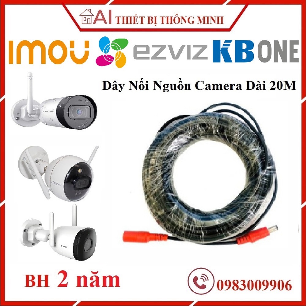 Dây Nguồn Nối Tiếp Chuyên Dụng Cho Camera Wifi Ngoài Trời Ezviz Kbone Imou Dài 20M Đầu Jack DC