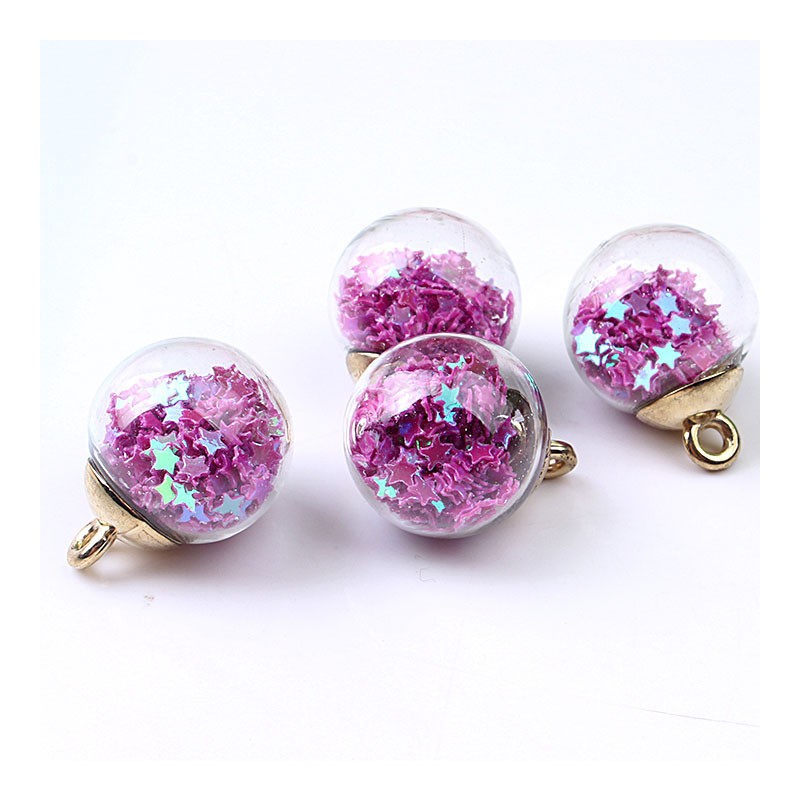 Phụ Kiện Trang Sức Hình Ngôi Sao Năm Cánh Mặt Kính Nhiều Màu Sắc Thủ Công