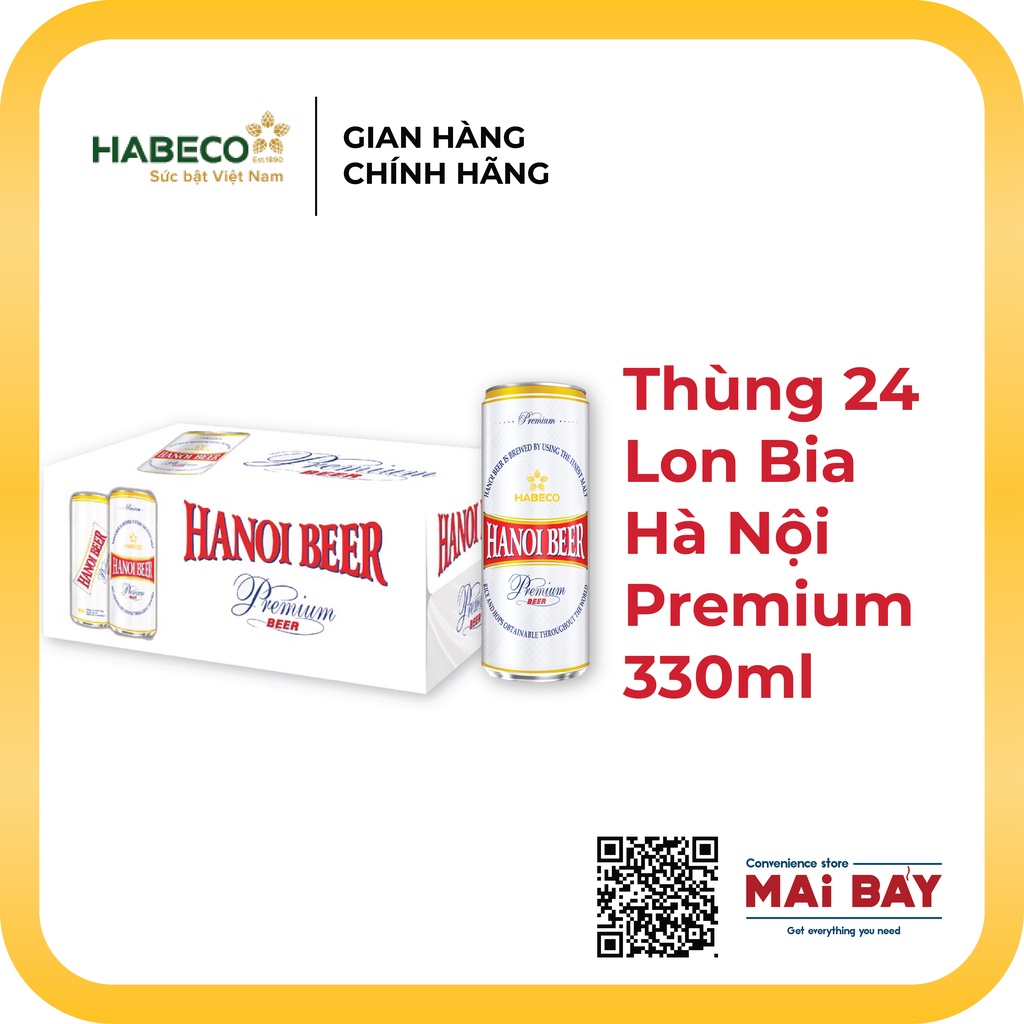 Thùng 24 Lon Bia Hà Nội Premium 330ml