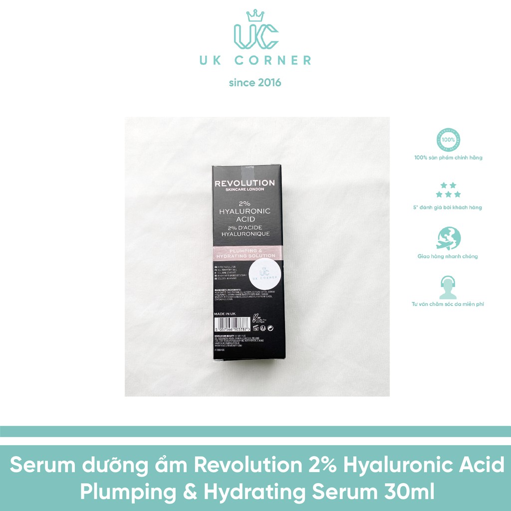 Serum dưỡng ẩm Revolution Skincare 2% Hyaluronic Acid Plumping & Hydrating Serum