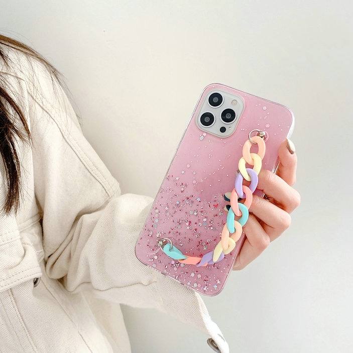 Fashion Casing Sansung J5 J7 2016 J2 2018 J7 Pro Prime J4 J6 J8 Macaron Chain Cover Transparent Drop-resistant Phone Back Case