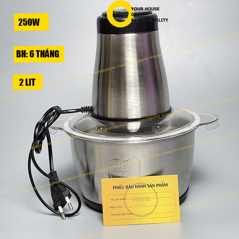 Máy Xay Thịt Cối Inox 4 Lưỡi Đa Năng,  Xay thịt, xay tỏi ới, xay rau củ quả, BẢO HÀNH 6 THÁNG!