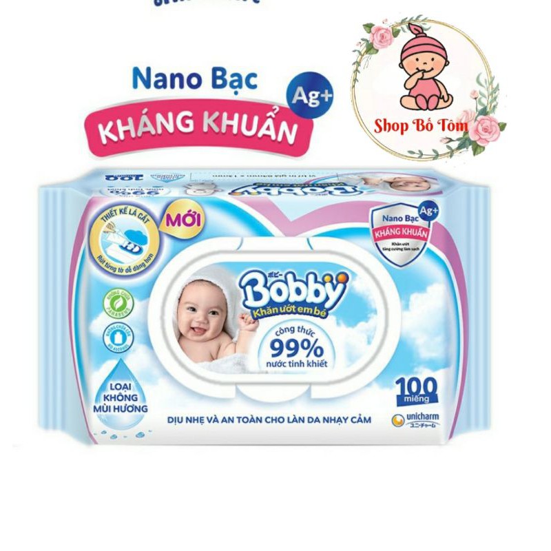 Khăn ướt bobby 100 tờ