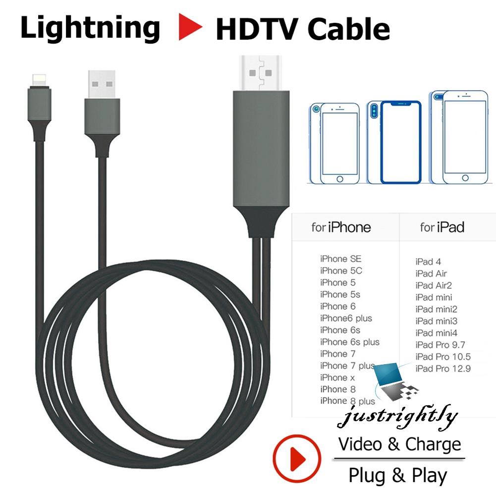 Cáp Chuyển Đổi 3 Trong 1 Usb Lighting Sang Hdmi 1080p Cho Iphone 5 / 6 / 7 / 8 / X / 11 / Ipad / 2m