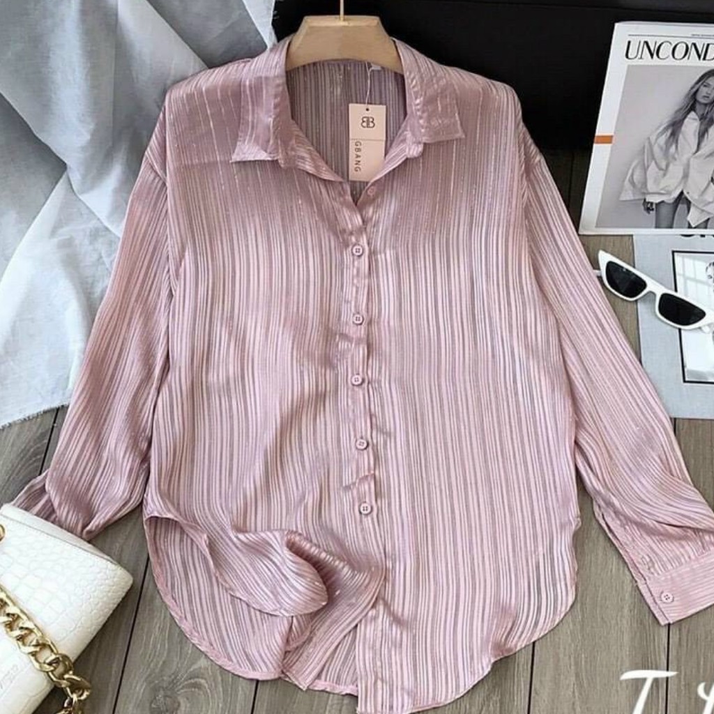 Áo Sơ mi nữ thiết kế, áo sơ mi tơ xước form rộng nhiều màu xinh xắn - H&amp;N Store