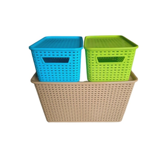 Giỏ nhựa đựng đồ có nắp 3 size Việt Nhật