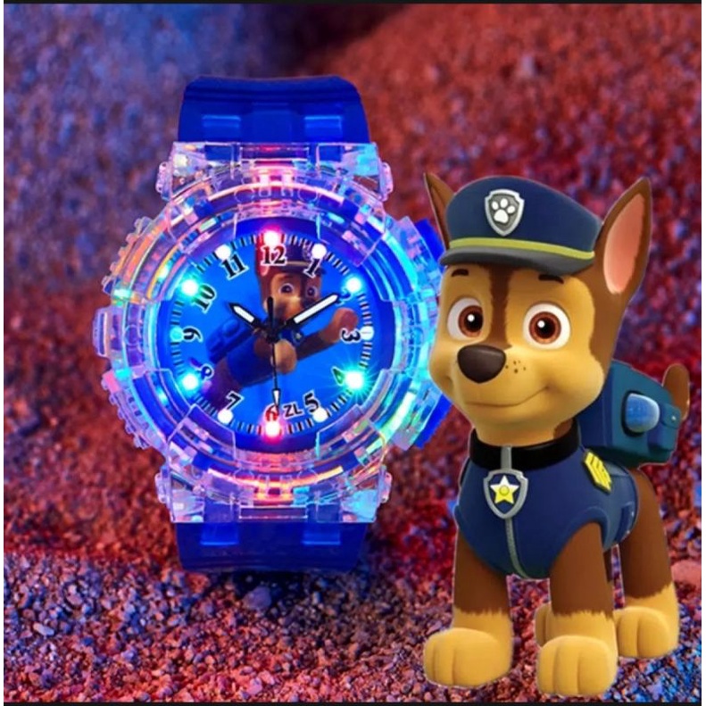 Đồng hồ đội chó cứu hộ Paw Patrol đèn led phát sáng Đồng hồ kim cho bé trai bé gái