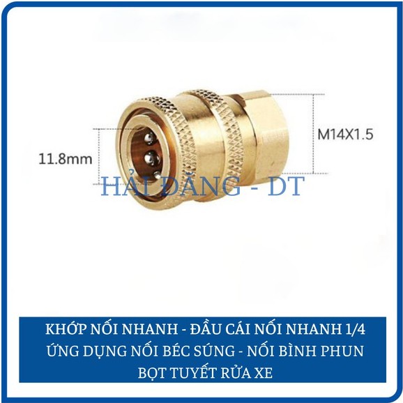 Đầu cái nối nhanh 1/4, Nối béc súng rửa xe (Ren vặn trong 14mm)