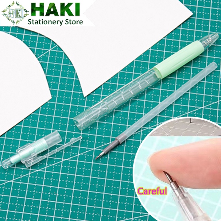 Dao cắt chạm khắc sticker dạng bút HAKI có thể thu gọn màu sắc morandi sáng tạo diy D04