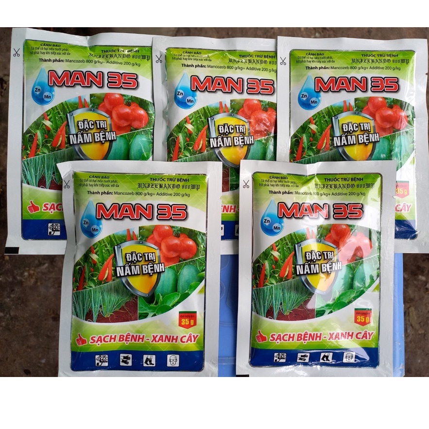 Chế phẩm xử lý bệnh Mancozeb Man xanh Man35 phòng ngừa Đốm vàng lá, thán thư, sương mai, mốc sương