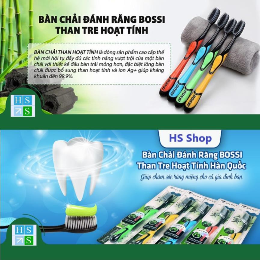 (Bán sỉ) Hộp 30 cái Bàn chải đánh răng THAN TRE (Than Trúc) BOSSI 921 cao cấp xuất Hàn quốc - HS Shop