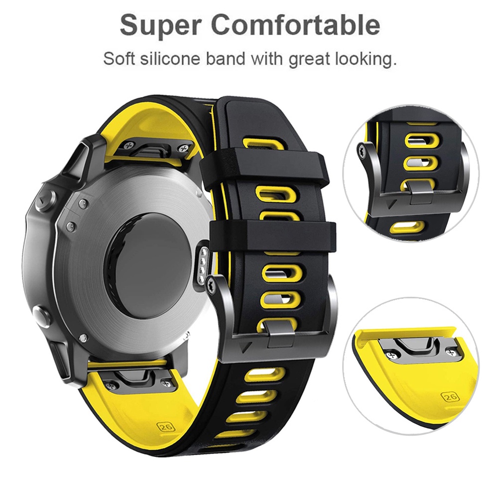 Dây Đồng Hồ Bằng Silicone Chống Thấm Nước Chất Lượng Cao 26mm 22mm Cho Garmin Fenix 7 7X 6 6X Pro 5 5X Plus 3 3hr 2 Forerunner 965 955 945 935 Epix Gen 2