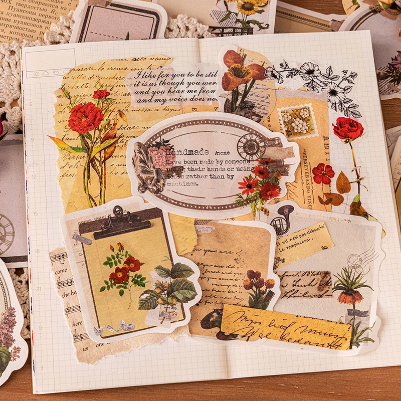 Set 30 Giấy Ghi Chú Họa Tiết Cây Cối Phong Cách Vintage Cho Sổ Tay/Nhật Ký