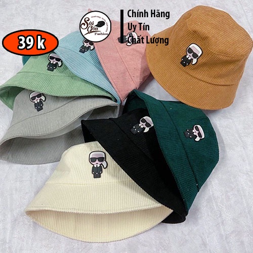 Mũ Bucket Nhung Tăm Thêu Tem Thám Tử | Nón Tai Bèo Vành Tròn Thời Trang Uniex Nam Nữ Sg132