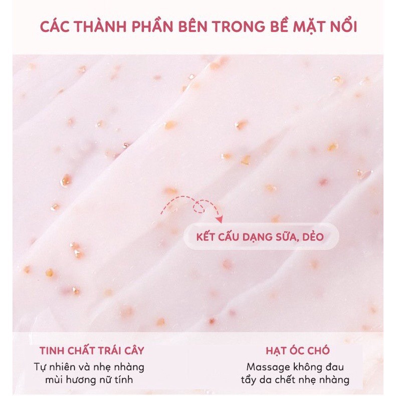 Tẩy da chết body organic shop hương đào Heyxi sáng mịn da