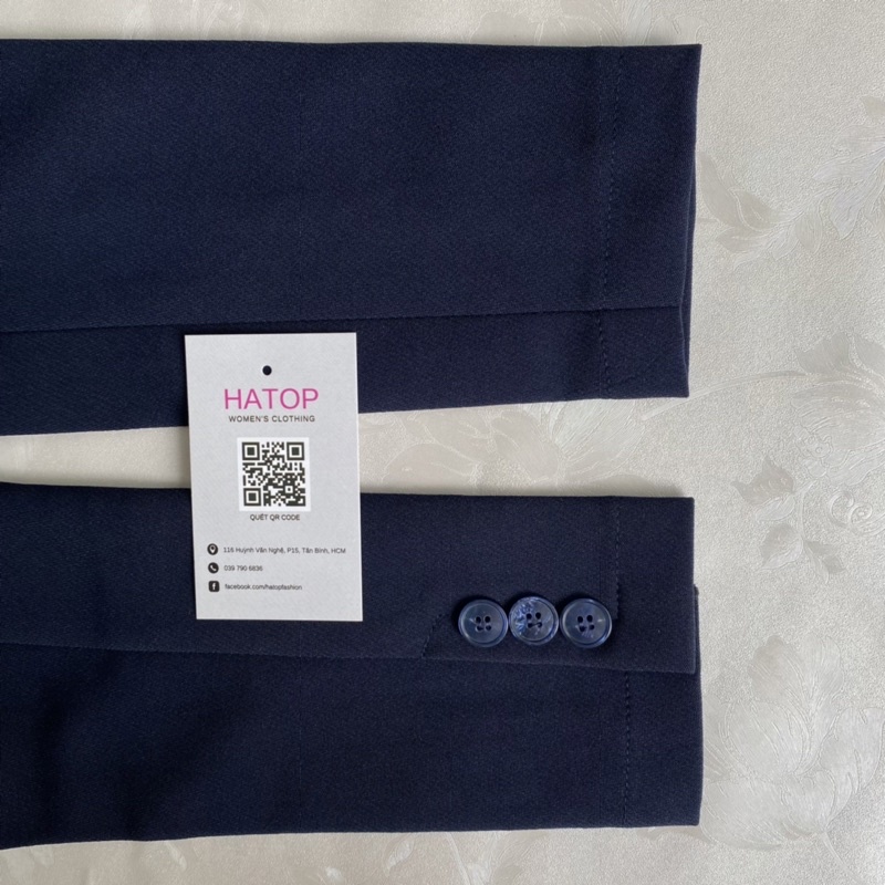 Áo vest nữ công sở tay dài HATOP cao cấp màu xanh đen vải tuyết mưa loại 1 AVDX402