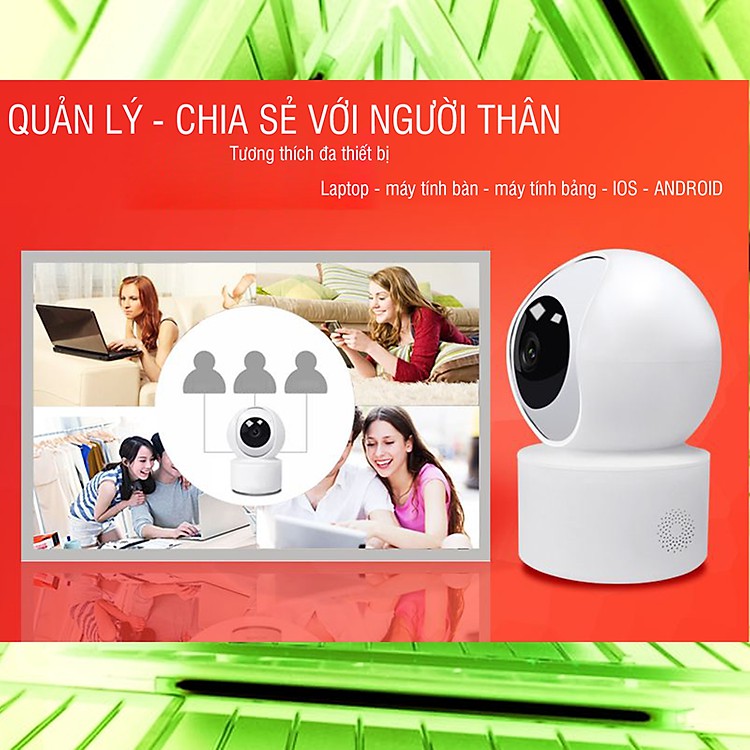 [Bảo Hành 12 Tháng] Camera Wifi- Camera Wifi IP- Camera Quan Sát Trong Nhà CARE CAM 2.0- YH200 (1080FullHD)