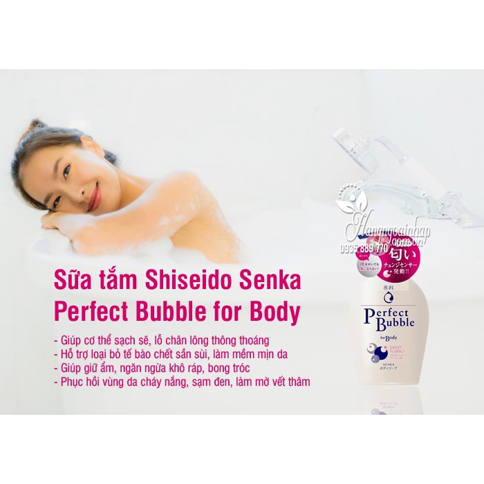 Auth Nhật🍀 Sữa Tắm Dưỡng Trắng Da - Shiseido Perfect Bubble for Body Floral+