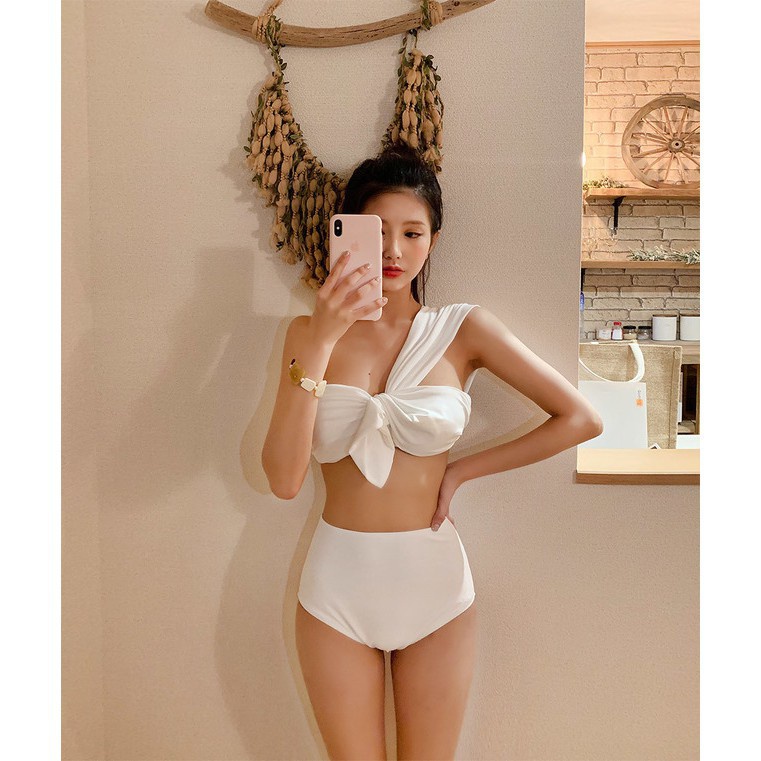 Bộ Đồ Bơi Tắm Biển Bikini 2 Mảnh Thắt Nơ Xoắn Ngực Lệch Vai 88120 Lamon Store