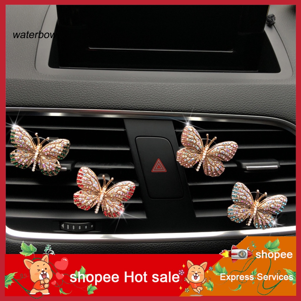 wwo Car Aromatherapy Clip Butterfly Shape Inlay Alloy Auto Air Outlet Freshener Perfume Clip for Car