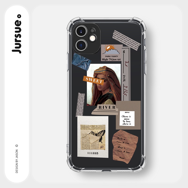Ốp lưng JURSUE chống sốc mềm hình dễ thương đẹp cho iPhone 13 12 11 Pro Max SE 2020 X XR XS ip 8 7 6 6S Plus Y44
