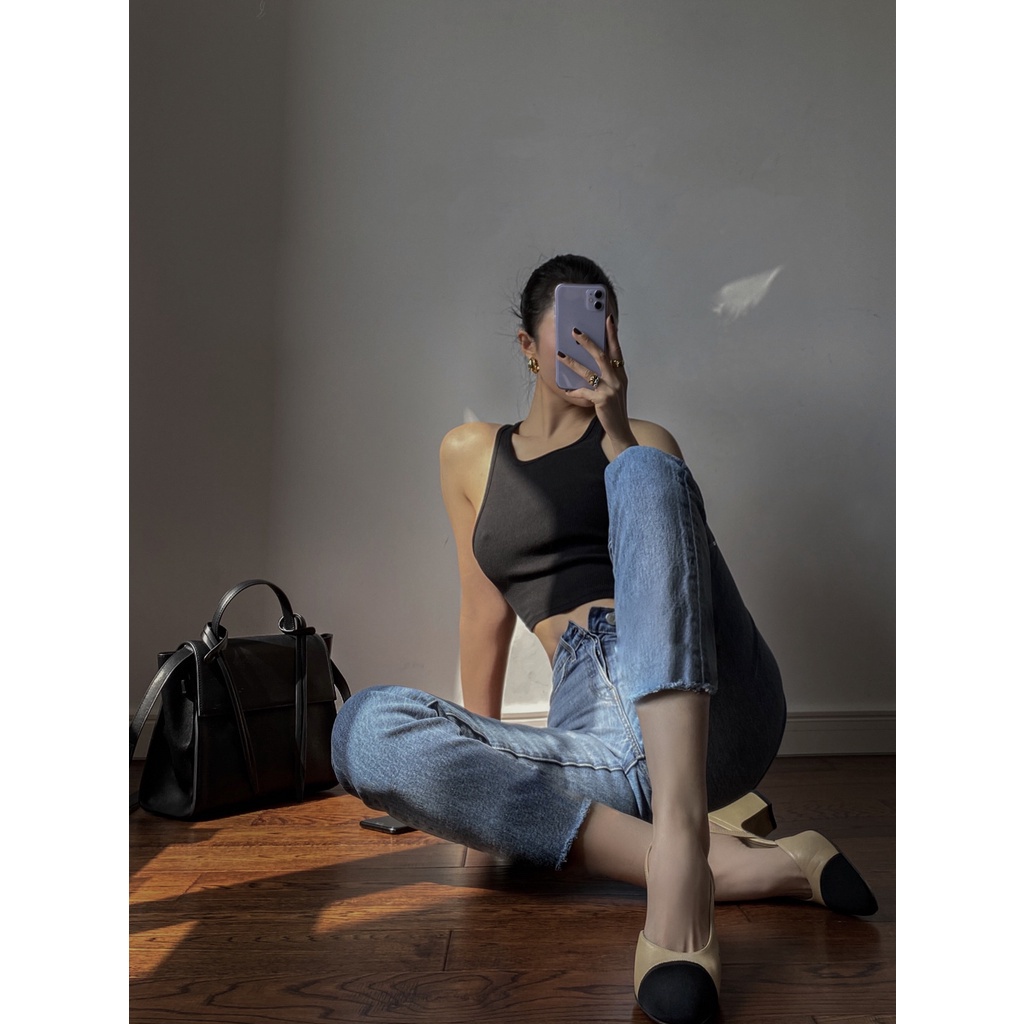 Giày Hở Lấp Lánh &amp; Grosgrain Kaki Không Hộp 35MM